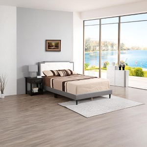Queen Size Platform Bed with Upholstered Headboard for Bedroom - 1 of 4