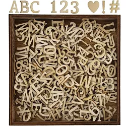 Bright Creations 278-Piece Small Wooden Alphabet Letters Numbers and Symbols Cutouts Box Set for Kids Arts&Crafts DIY Home Decor