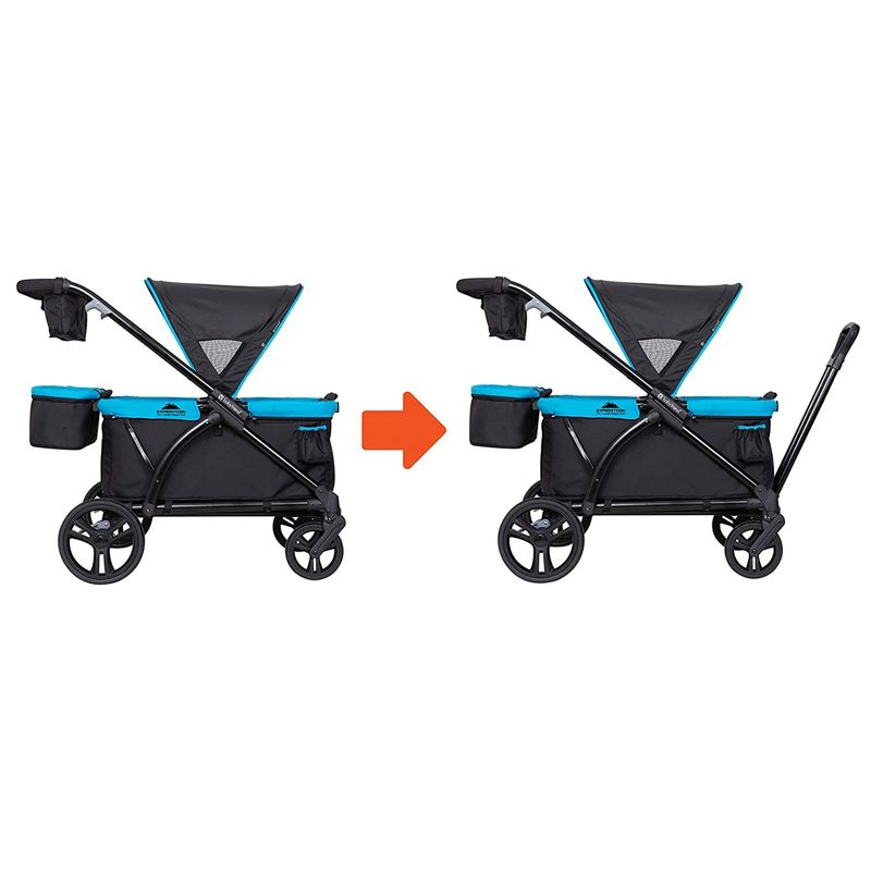 Baby Trend Expedition 2 in 1 Push or Pull Stroller Wagon Plus with Canopy, Choose Between Car Seat Adapter or Built In Seating for 2 Children, Blue, 3 of 19
