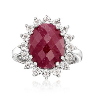 Ross-Simons 5.75 Carat Ruby and 1.20 ct. t.w. White Topaz Ring in Sterling Silver - 1 of 4