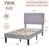 VECELO Platform Bed Frame Upholstered Beds with Height-Adjustable Cotton and Linen Headboard, Bed Frame - 3 of 4