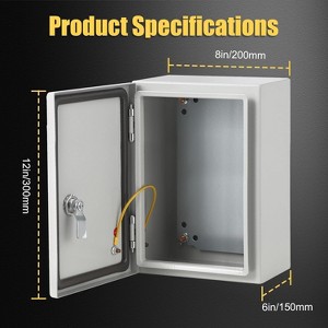 Electrical Distribution Box with Hinged Cover, Panel Box with Waterproof & Dustproof Enclosure, Indoor Outdoor Junction Box with Mounting Plate - 1 of 4