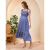 Women's Maternity Summer Casual Smocked Spaghetti Strap Boho Dress Square Neck Sleeveless Maxi Dress Baby Shower Photoshoot - 2 of 4