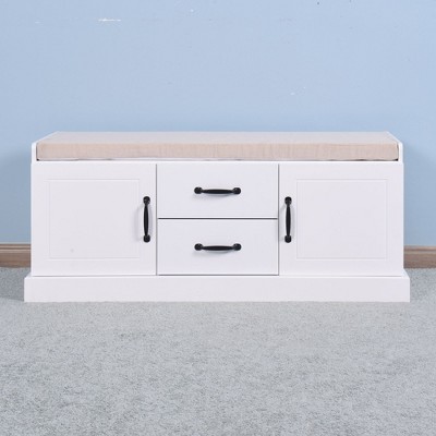 NicBex 38.98" Storage Bench Modern Wooden Entryway Shoe Cabinet for Bedroom, Entryway