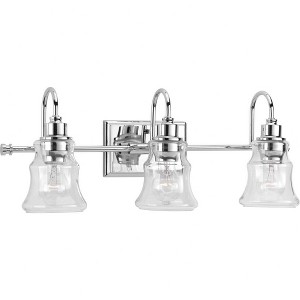 Progress Lighting Litchfield 3-Light Bath Vanity, Polished Chrome, Clear Glass Shades - 1 of 2
