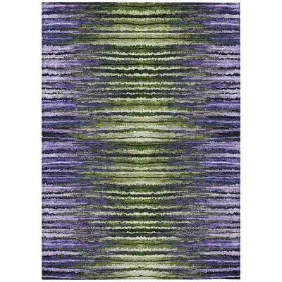 Purple Lilac And Lavender Striped Washable Indoor Outdoor Area Rug