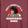 Women's - Ferris Bueller's Day Off - Righteous Dude Lightweight French Terry Wide Neck Long Sleeve Shirt - 2 of 4