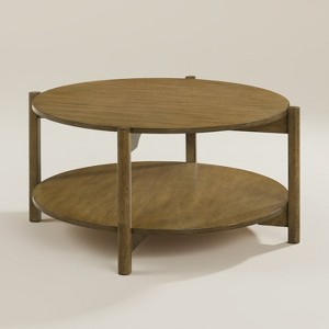 GALANO Round Coffee Table with Open Storage Shelf, 34.33