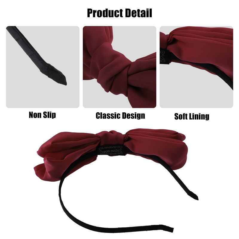 Unique Bargains Women's Fashion Satin Bow Knot Headband 0.31 Inch Wide 1 Pc, 3 of 7