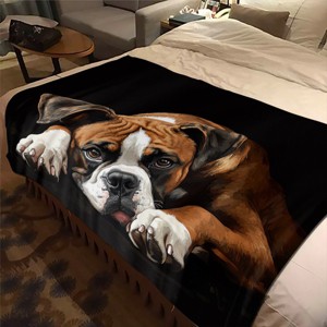 Rest Boxer Pattern Four Seasons Car Nap Blanket Flannel, Christmas Gift. - 1 of 4