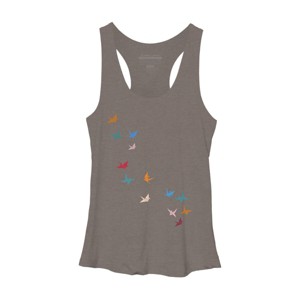 Women's Design By Humans Flying Paper Cranes Birds By Magnussons Racerback Tank Top - 1 of 3