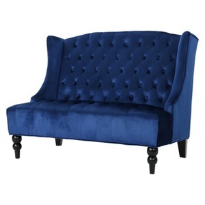 Leora Winged Loveseat - Navy - Christopher Knight Home, Blue