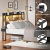 Full Size Bed Frame with Upholstered Headboard Bed Frame Full with Storage Drawers Charging Station LED Lights Metal Platform No Box Spring Needed - 3 of 4