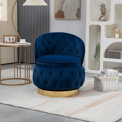 360 Degree Swivel Round Armchairs With Wide Upholstered, Fluffy Velvet ...