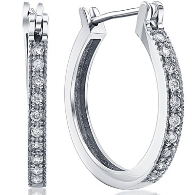 Pompeii3 1/4ct Diamonds Hoops Milgrained 14K White Gold