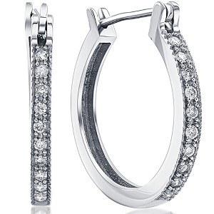 Pompeii3 1/4ct Diamonds Hoops Milgrained 14K White Gold - 1 of 4