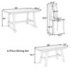 6 Piece Dining Table Set for 6, 59 Inch Kitchen Table Set With 1 Long Bench And 4 Dining Chairs, Kitchen Breakfast Table Set for Dining Room Bar - 3 of 4