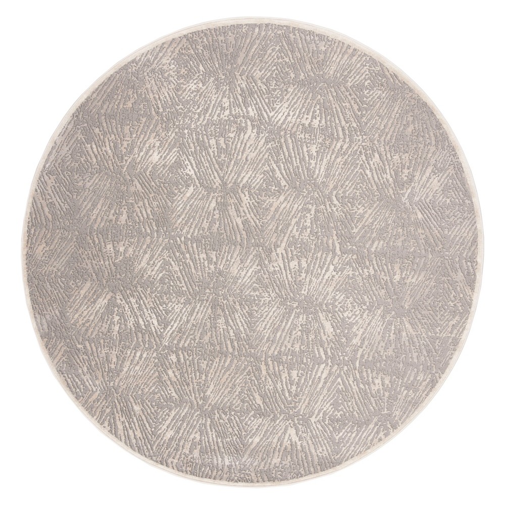 6'7in Geometric Round Area Rug Ivory/Gray - Safavieh