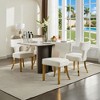Okak Mid Century Dining Chairs Set of 2, Curved Linen Upholstered Back with Copper Nailheads, Solid Hardwood Frame Accent Chair - 3 of 4