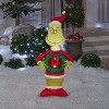 Grinch Christmas Airblown Inflatable as Santa w/Wreath Dr. Seuss, 4 ft Tall, Multicolored - 2 of 4