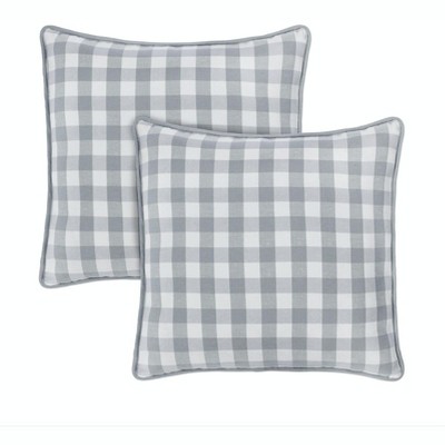Gray Buffalo Check Cotton Polyester Throw Pillow Set