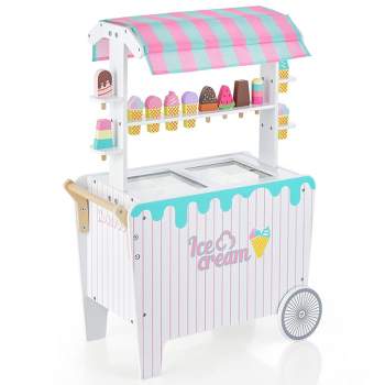 Costway Kid's Ice Cream Cart Food Trunk Play Toy Set with Display Rack & Accessories