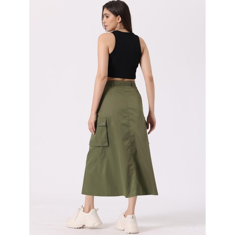 Allegra K Women's Midi Trendy Y2K Zip High Waisted Straight Long Skirt, 3 of 6