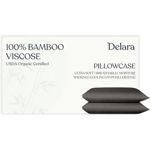 Delara 100% Organic Viscose Derived from Bamboo Pillowcases - Ultra-Soft Pillow Cover, Cooling & Breathable Pillowcase Set - 1 of 4