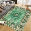 Coolmee Area Rugs Washable,Boho Vintage Bohemian Distressed Oriental Carpet Non Slip, Floral, for Living Room Bedroom Nursery Old Green - 3 of 4