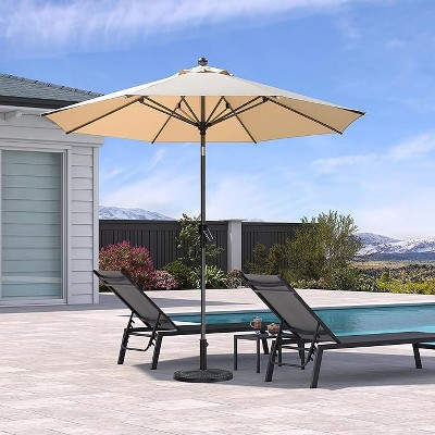 PURPLE LEAF Patio Umbrella Outdoor Table Umbrella Aluminum Frame Market Umbrella Sun Umbrella with 8 Sturdy Ribs
