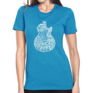 LA Pop Art Women's Premium Blend Word Art T-shirt - Rock Guitar Head - 1 of 4
