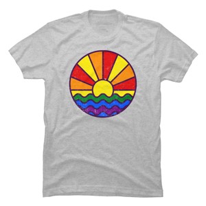 Design By Humans Summer LGBTQIA+ Pride Sunset Ocean By krobilad T-Shirt - 1 of 2