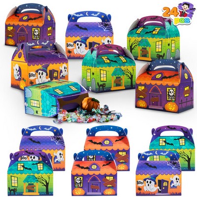 Joyfy 24pcs 3D Halloween Trick or Treat Cookies Boxes, Halloween Bakery Boxes(6"x6"x3.5") for Candies and Biscuit,Kids Adults Party Favor Supplies
