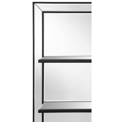 Silver Rectangular 3-Shelf Wall Mirror with Dark Edge