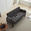 TYBOATLE 2-Piece Sofa Couch, Modern Linen Upholstered Sofa, 1 Loveseat & 1 Accent Chair Sofa with Deep Seats for Living Room,Light Gray - 2 of 4