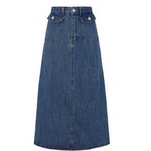 Allegra K Women's Casual High Waist A Line Jean Skirt - 1 of 4
