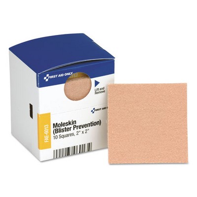 First Aid Only SmartCompliance Moleskin/Blister Protection, 2" Squares, 10/Box