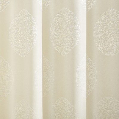 Ivory Linen Jacquard Grommet Top Curtain Panels