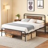 Queen Bed Frame with Wooden Headboard Footboard, Heavy Duty Mattress Foundation, Metal Platform Bed Frame with Strong Metal Slat Support - 2 of 4