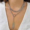 Adornia Tarnish Resistant Rhodium Plated Mixed Chain Leaf Y Necklace - 2 of 3