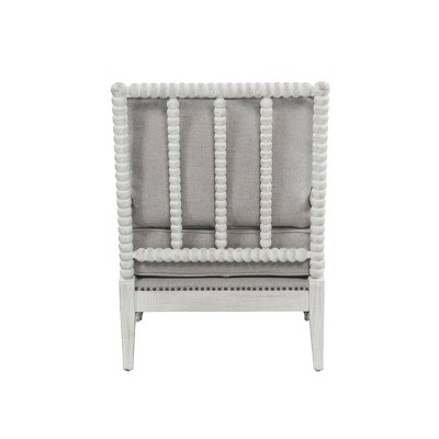 Saraid Gray Linen and Light Oak Square Arm Accent Chair