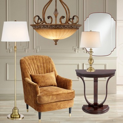 Elegant Golden Bronze 27" Pendant Chandelier with Champagne Glass Bowl