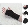 Unique Bargains Pair Women's Winter Lace Trim Fingerless Thumbhole Stretchy Knitted Gloves - image 2 of 4