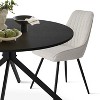 5-Piece Black Round Dining Table Set, 42'' Pedestal Table with 4 Upholstered Chairs, Modern Kitchen & Dining Room Furniture-Maison Boucle - 4 of 4