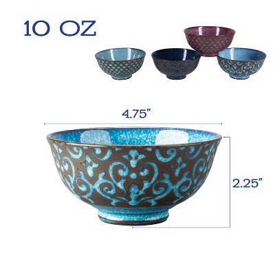 Arabella Assorted 10 oz Ceramic Dessert Bowls, Set of 4
