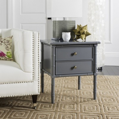 Transitional 2-Drawer Bamboo-Styled Gray Nightstand
