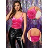 Allegra K Women's Wrap Spaghetti Strap Velvet Crop Cami Tops - 2 of 4