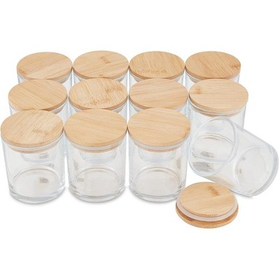 Pavelle 10 oz. Amber Glass Candle Jars w/Bamboo Lids for Candle Making