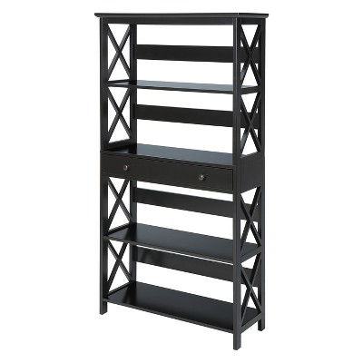 59.75" Oxford 5 Tier Bookcase with Drawer Black - Breighton Home