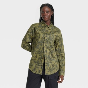 Houston White Adult Long Sleeve Paisley Print Button-Down Shirt - Green - 1 of 3